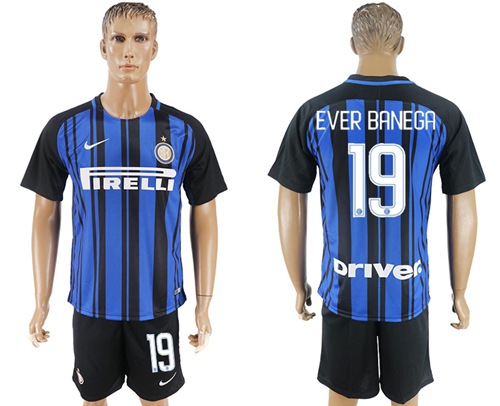 Inter Milan #19 Ever Banega Home Soccer Club Jersey - Click Image to Close